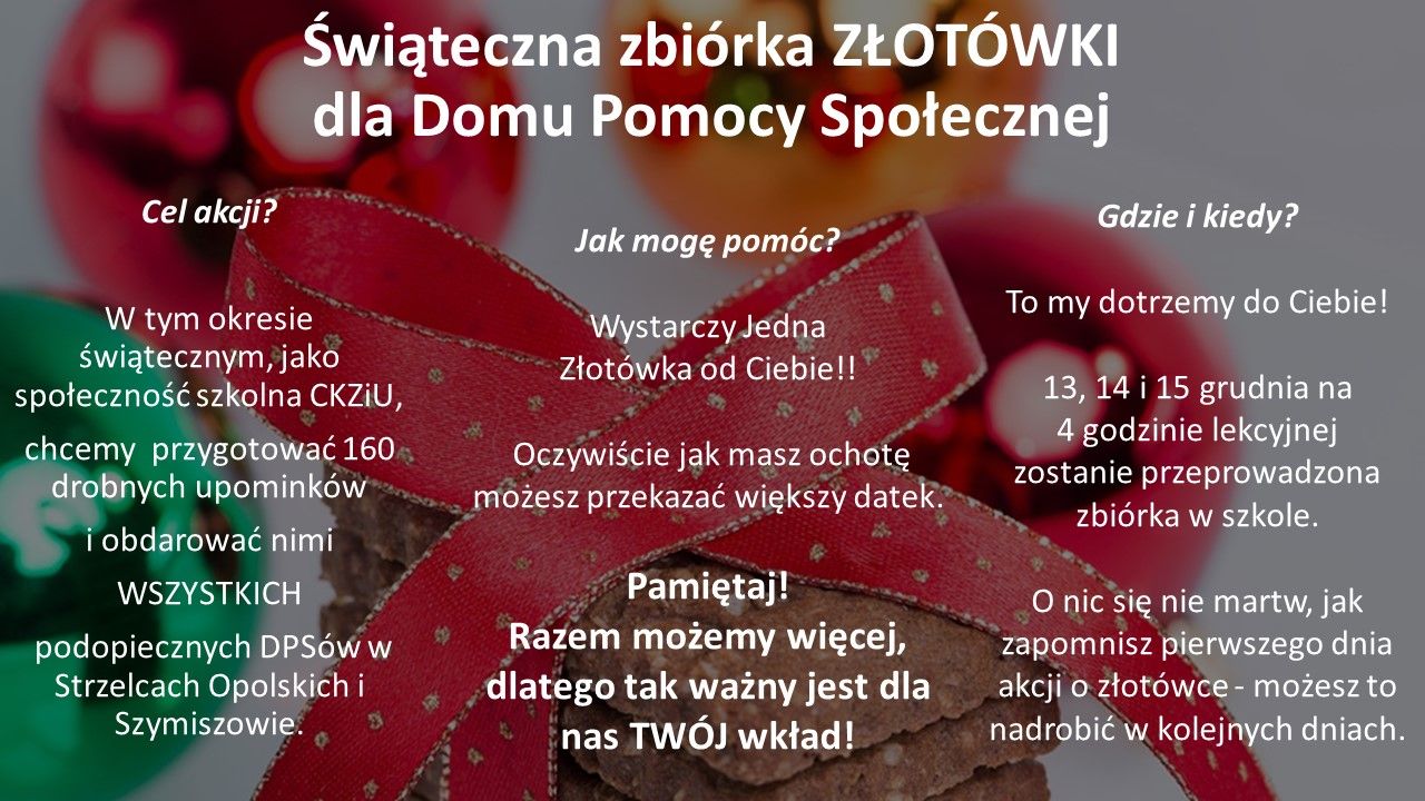 Rusza świąteczna zbiórka złotówki dla DPS